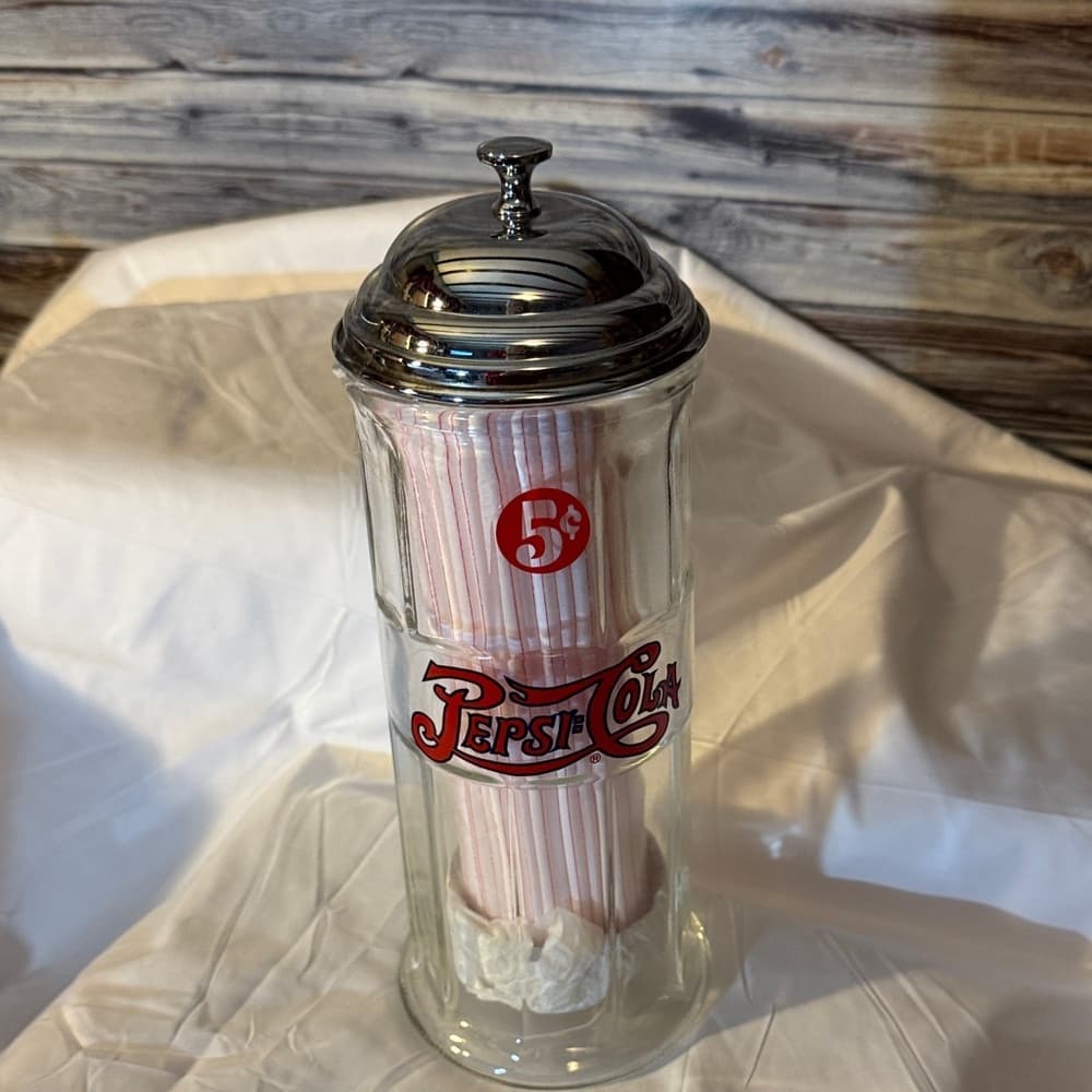 ★ Vintage Pepsi-Cola Soda Fountain Straw Holder Diner Counter Display