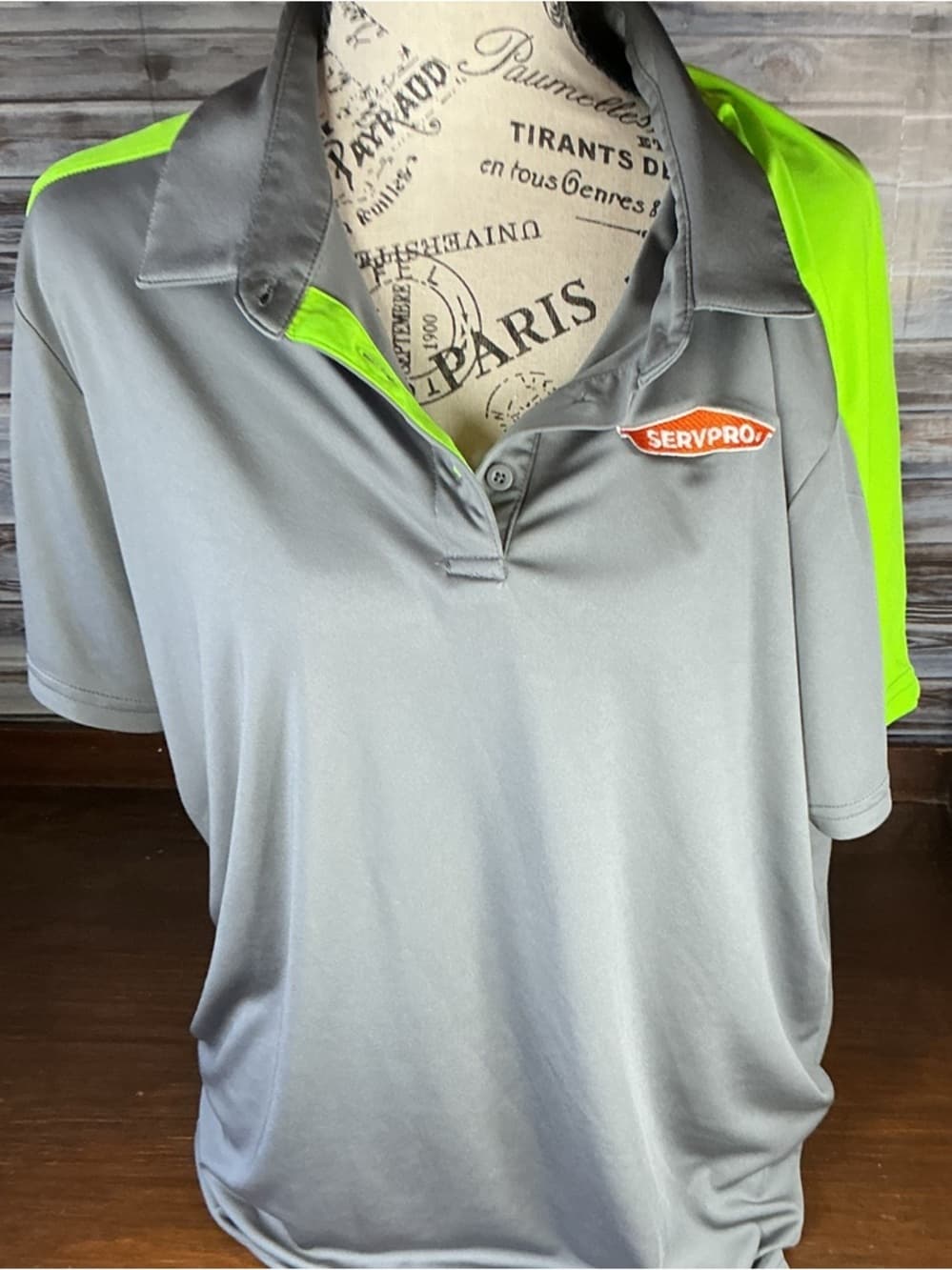 ★ SERVPRO Gray Neon Green Polo Shirt Logo Workwear Uniform Women 2XL - Thumbnail 4