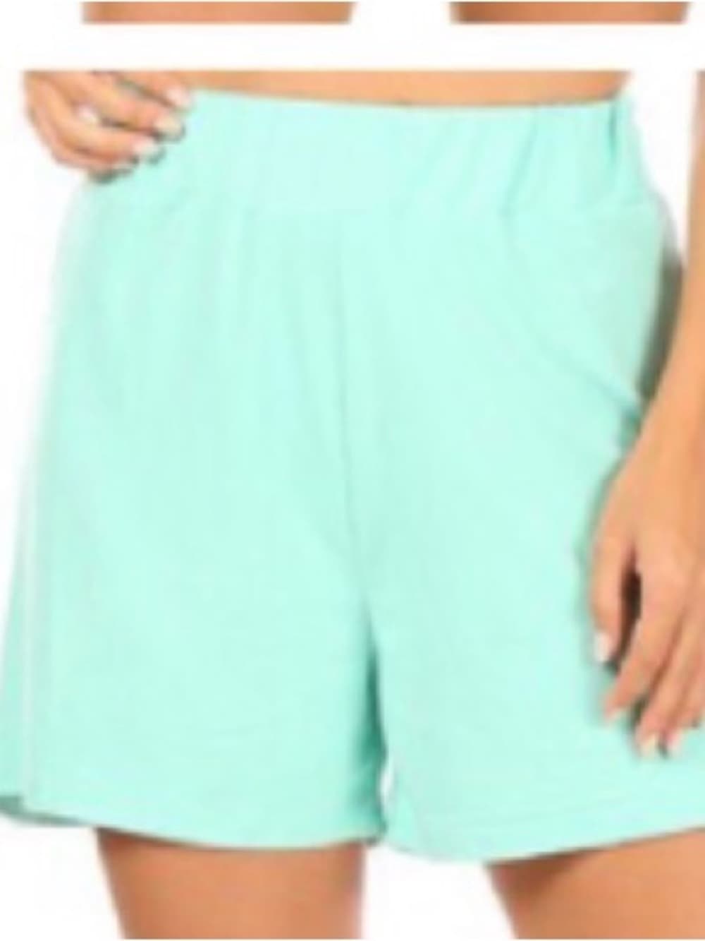 ★ Women’s Elastic-Waist Shorts in bright, green and Mint