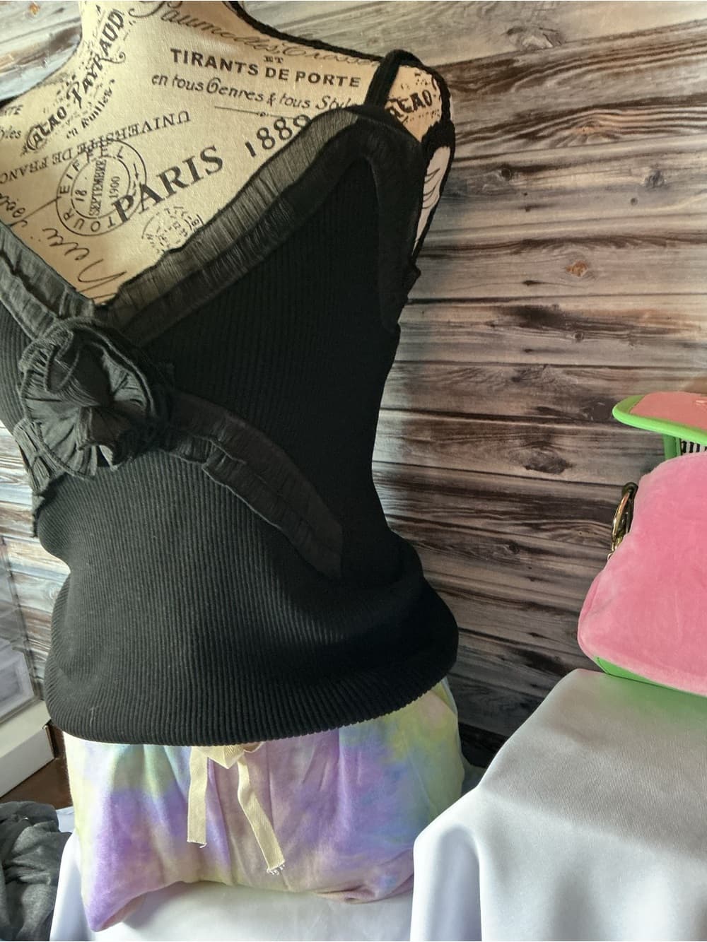★ Easel Ribbed Ruffle Cami Tank Floral Rosette Boho Boutique - Thumbnail 3
