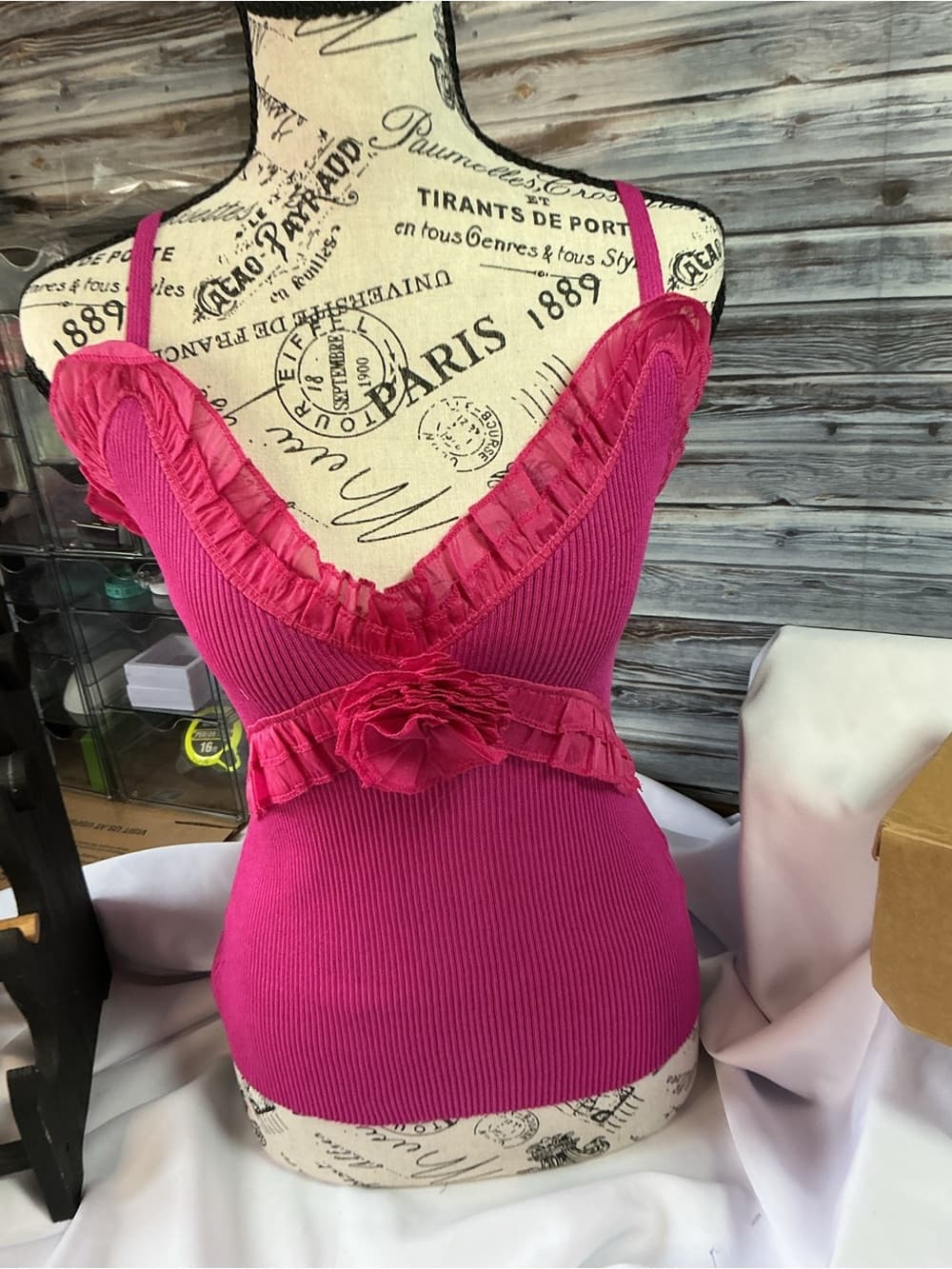 ★ Easel Ribbed Ruffle Cami Tank Floral Rosette Boho Boutique - Thumbnail 9