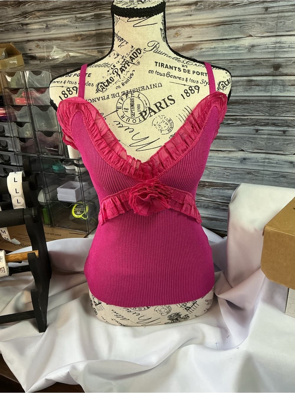 ★ Easel Ribbed Ruffle Cami Tank Floral Rosette Boho Boutique - Thumbnail 10