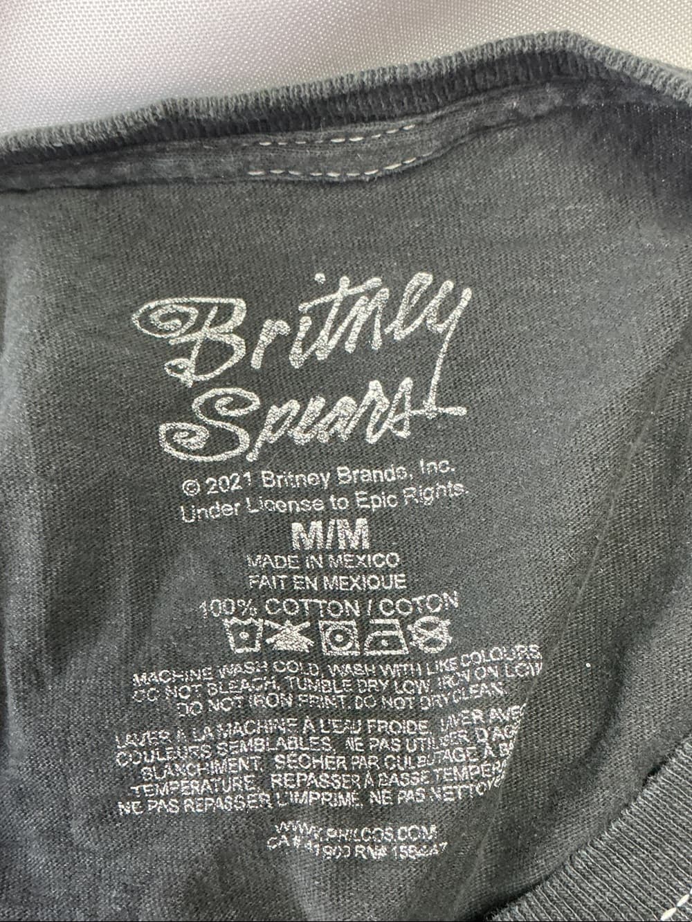⭐ Britney Spears Bleached Graphic Band Tee Oversized Cotton Black M - Thumbnail 5
