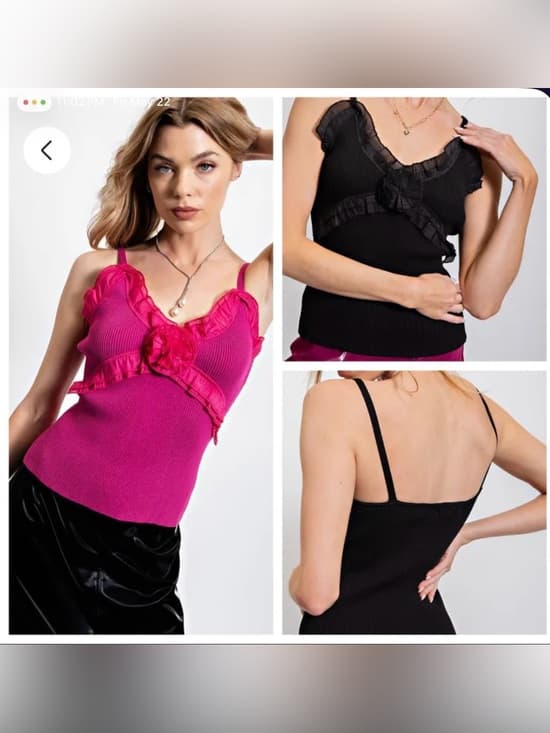 ★ Easel Ribbed Ruffle Cami Tank Floral Rosette Boho Boutique - Thumbnail 15
