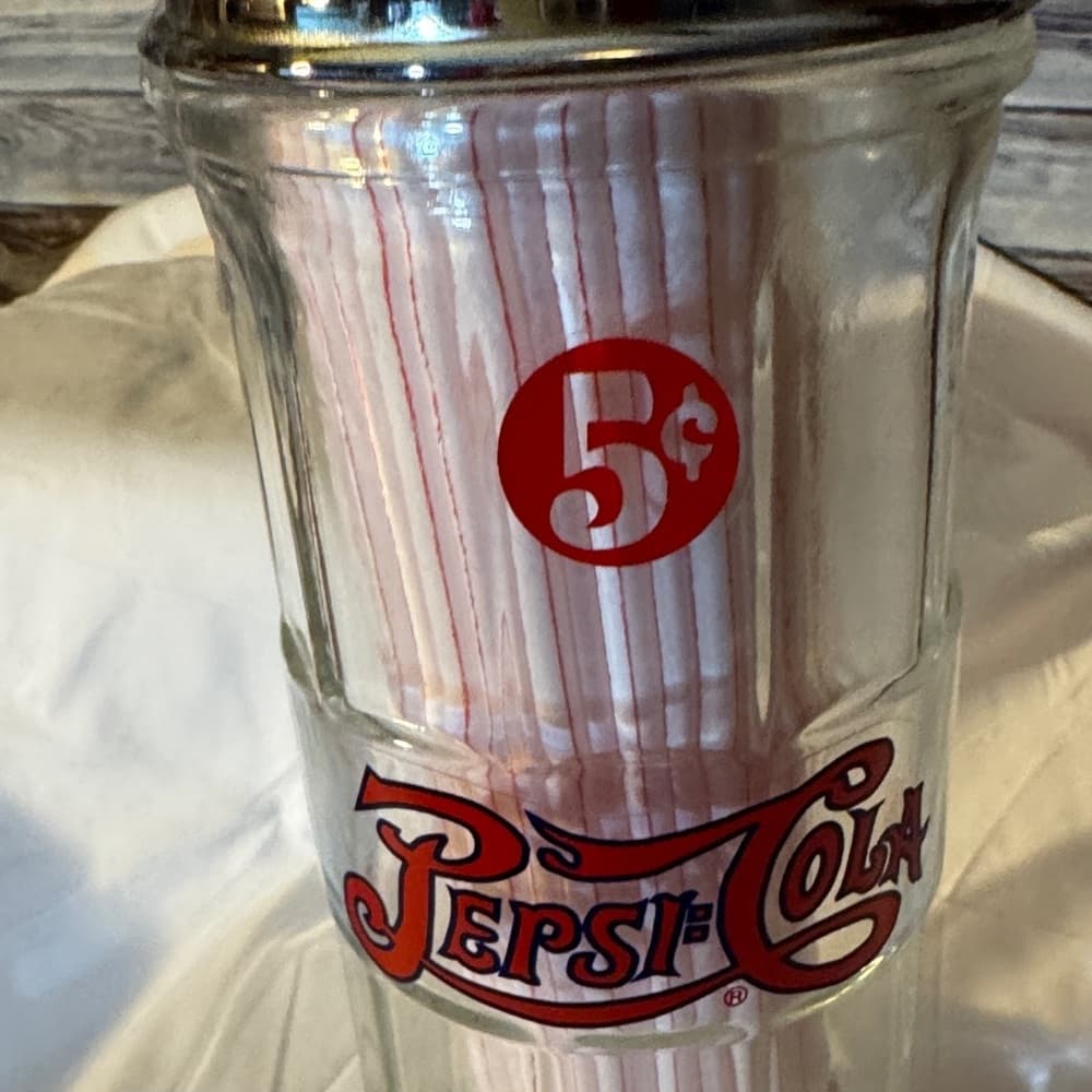 ★ Vintage Pepsi-Cola Soda Fountain Straw Holder Diner Counter Display - Thumbnail 2