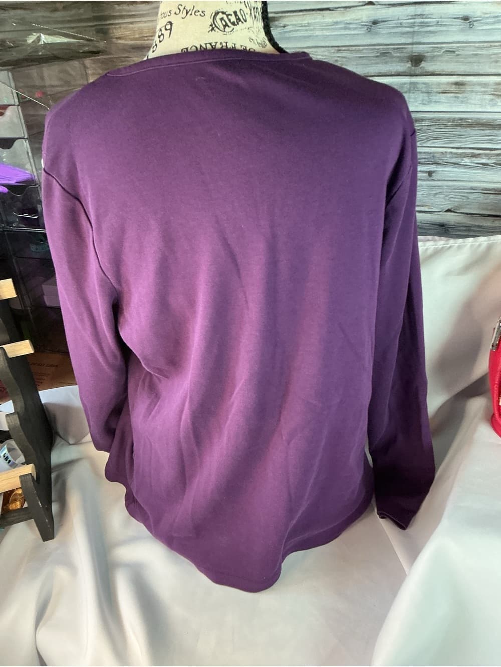 ★ Purple Long Sleeve Knit Top Classic Casual Everyday Essential - Thumbnail 5