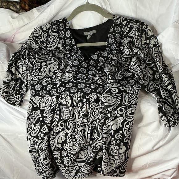 Apt. 9 Black and White Paisley Blouse - Thumbnail 6