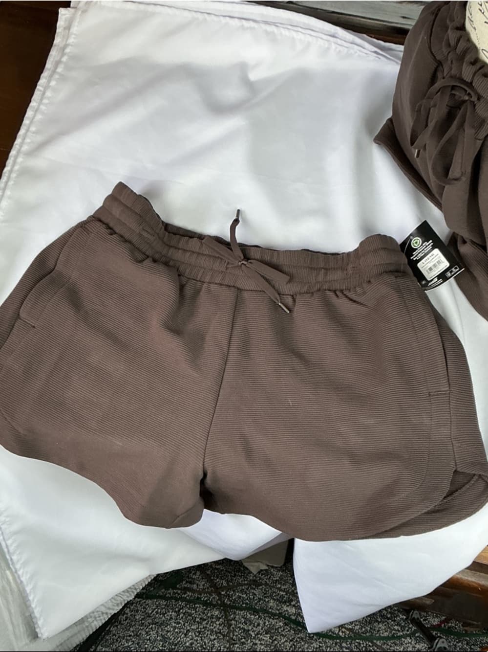 ★ NWT Avia Ribbed Lounge Shorts Brown Drawstring Comfy Casual Large
