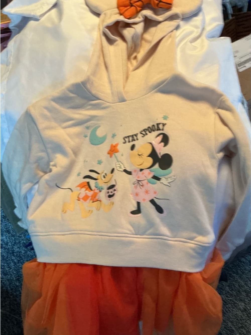 ★ NWT Disney Minnie Mouse Halloween Hoodie Tutu Set Ears Girls XS - Thumbnail 2