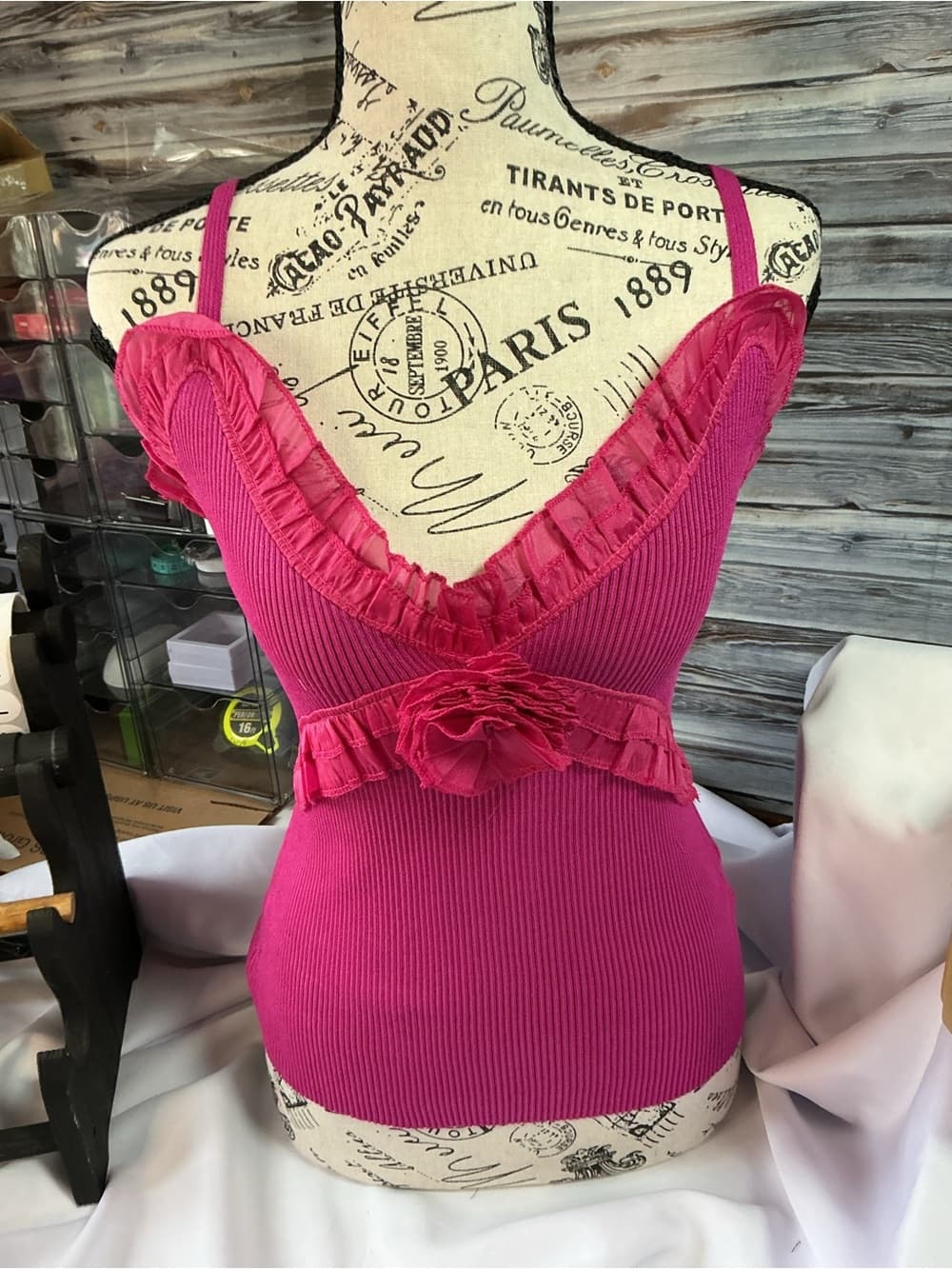 ★ Easel Ribbed Ruffle Cami Tank Floral Rosette Boho Boutique - Thumbnail 8