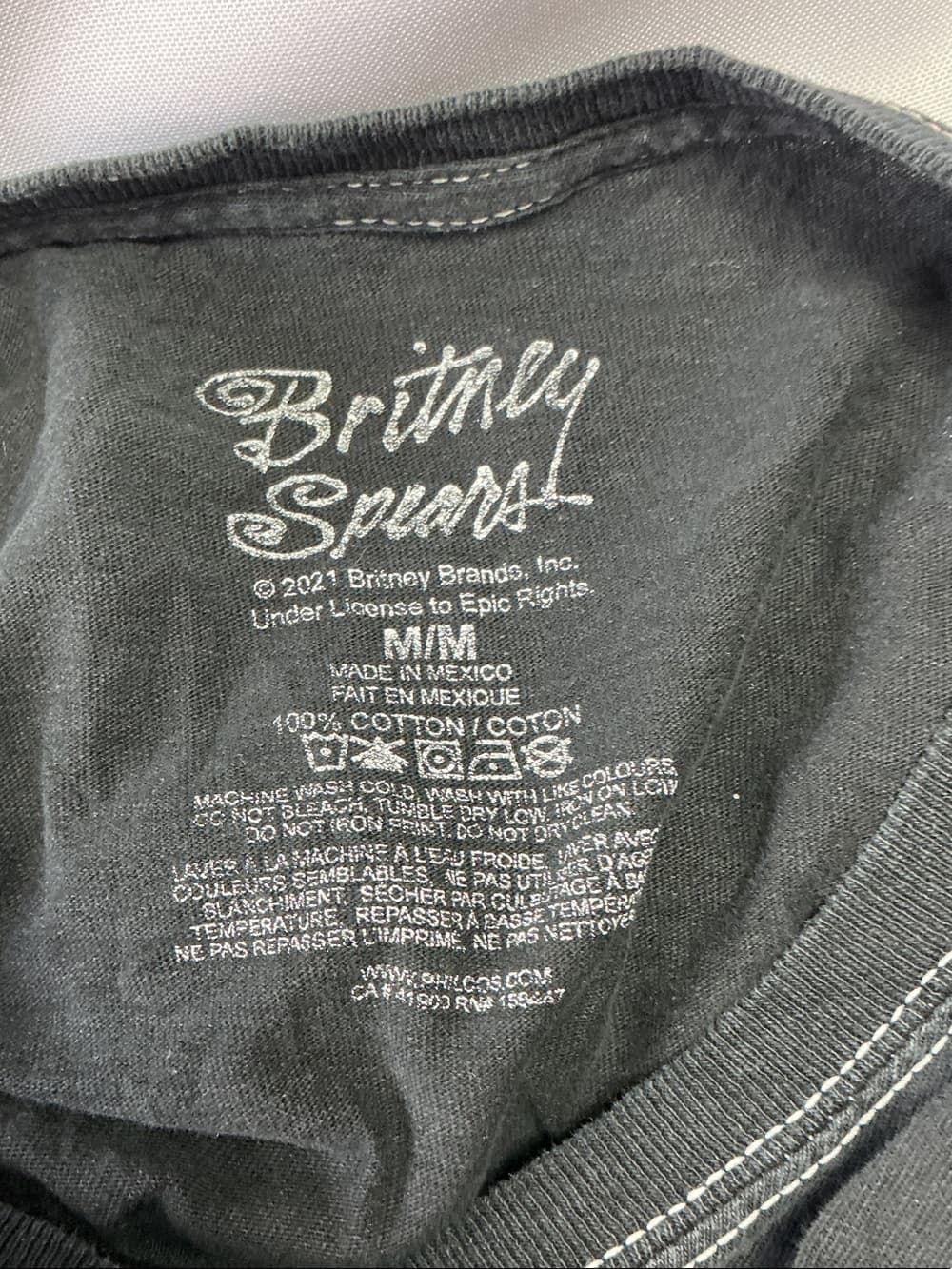 ⭐ Britney Spears Bleached Graphic Band Tee Oversized Cotton Black M - Thumbnail 4