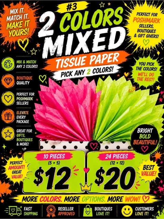 ★ Mixed Color Tissue Paper Bundle Boutique Packaging Reseller Supplies - Thumbnail 2