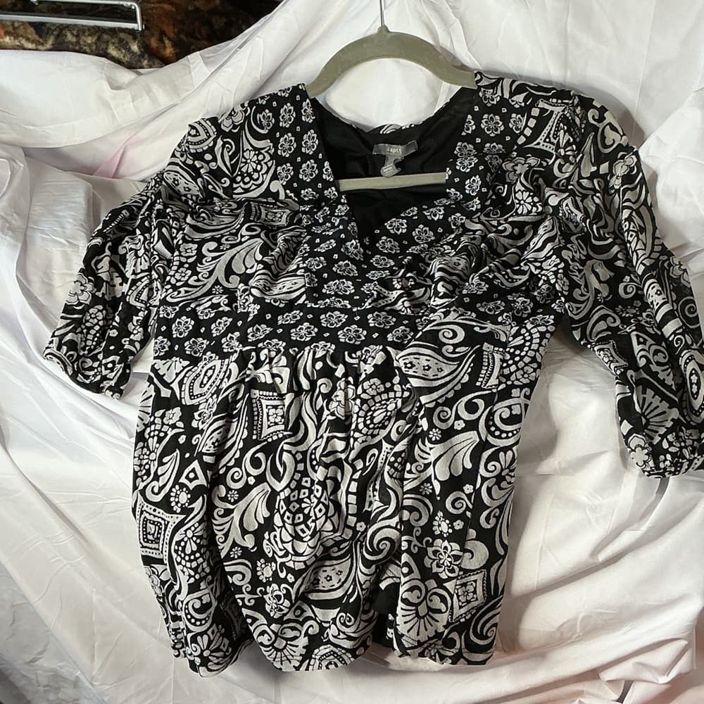Apt. 9 Black and White Paisley Blouse - Thumbnail 3