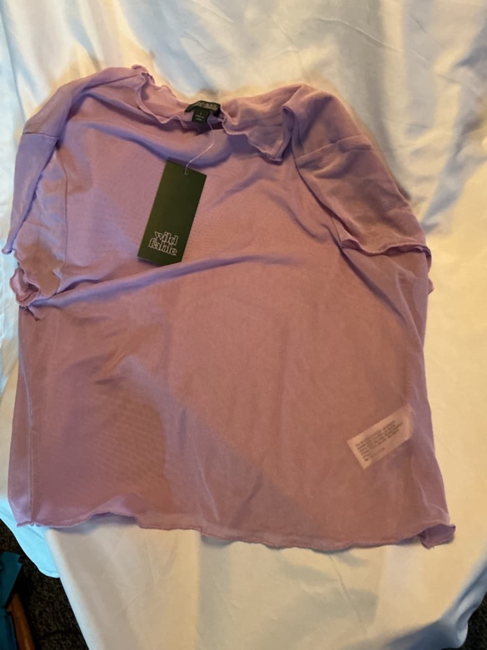 NWT Wild Fable Sheer Mesh Swim Cover Top Lilac Ruffle Women’s S - Thumbnail 2