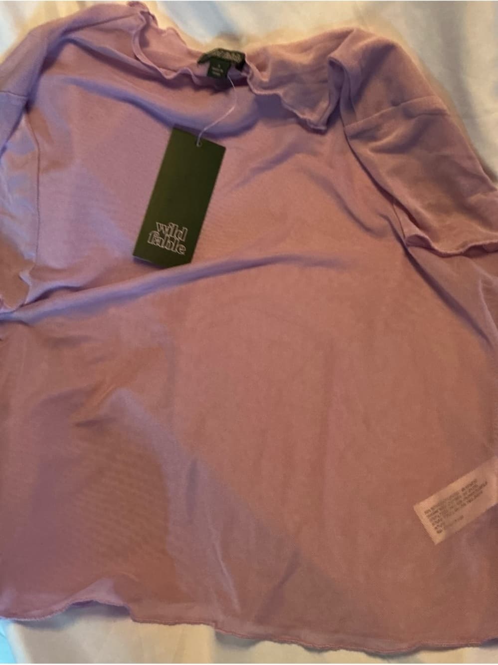 NWT Wild Fable Sheer Mesh Swim Cover Top Lilac Ruffle Women’s S