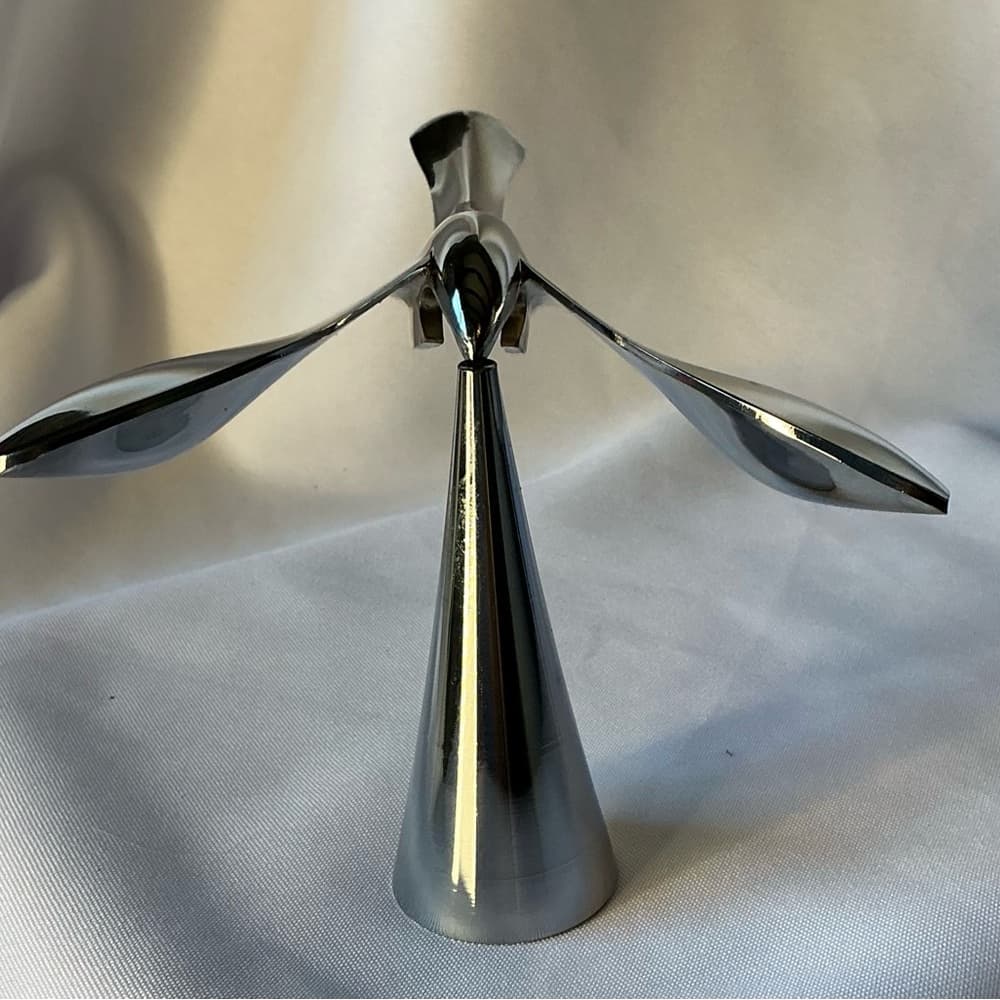 ★ Modern Kinetic Bird Sculpture Silver Metal Balance Desk Art Decor - Thumbnail 2