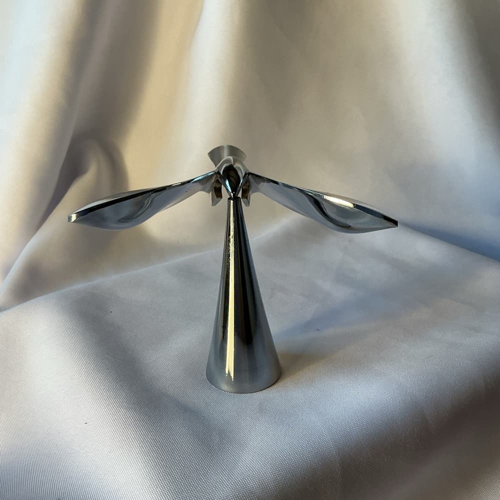 ★ Modern Kinetic Bird Sculpture Silver Metal Balance Desk Art Decor - Thumbnail 3