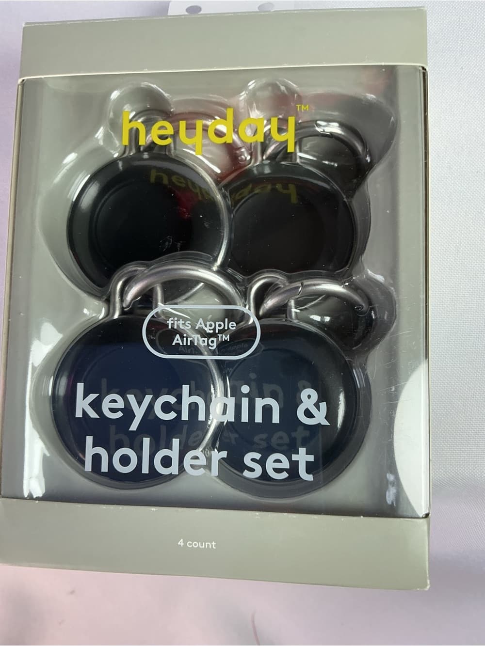 ★ Heyday AirTag Keychain & Holder Set 4-Pack Black NIB - Thumbnail 3