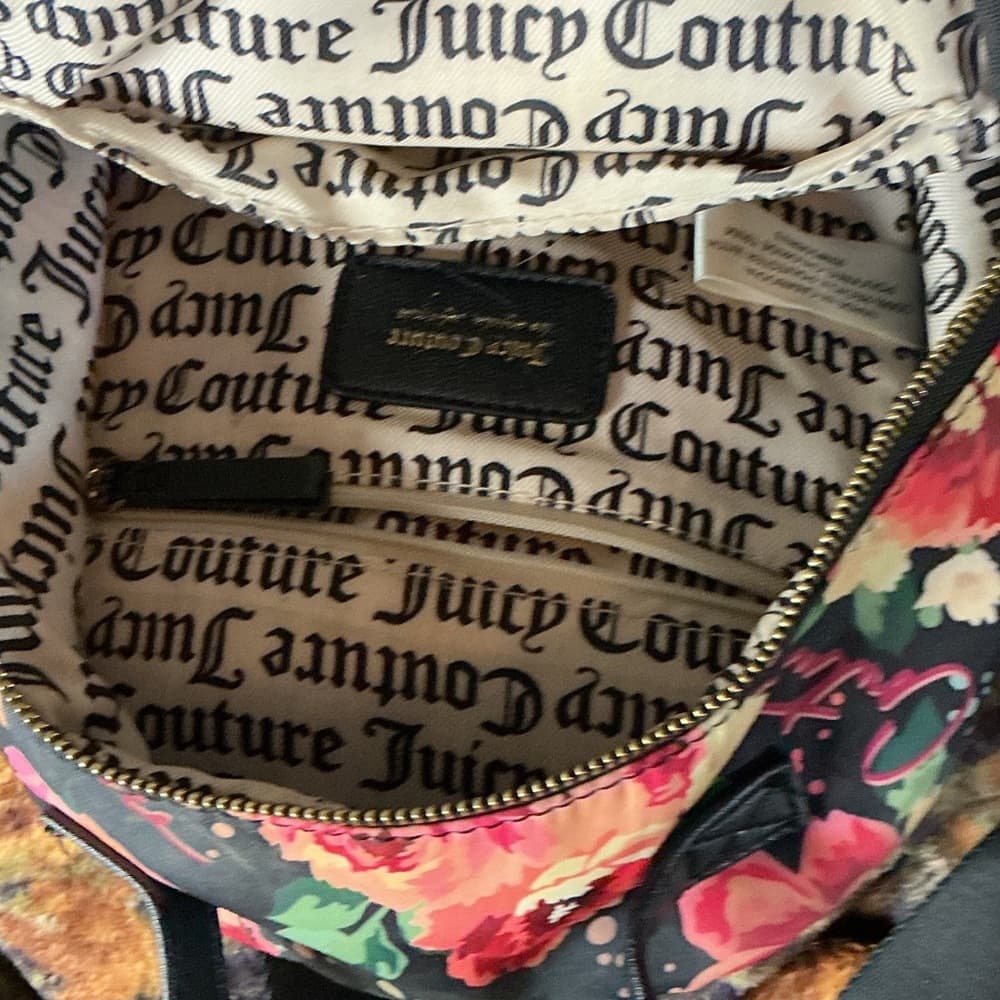 ⭐ Juicy Couture Floral Backpack Black Pink Rose Print Mini Backpack - Thumbnail 2