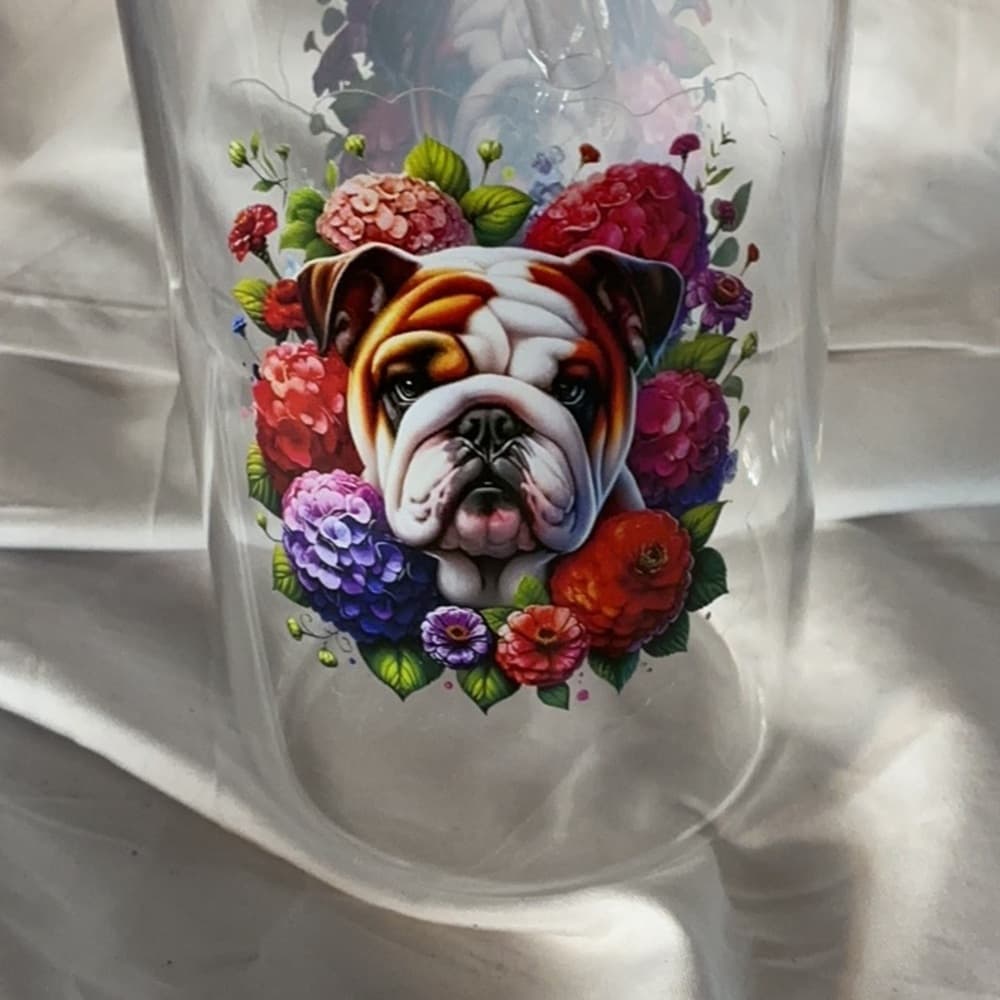 Bull dog with Bamboo Lids and Glass Straws - Thumbnail 2