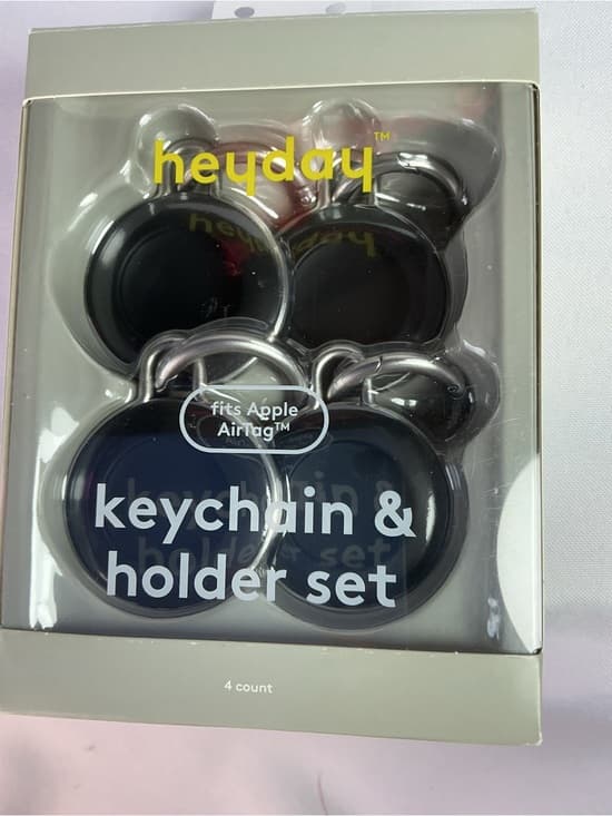 ★ Heyday AirTag Keychain & Holder Set 4-Pack Black NIB - Thumbnail 4