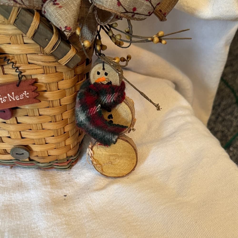 ★ Primitive Bless This Nest Basket Floral Berry Arrangement Home Decor - Thumbnail 6