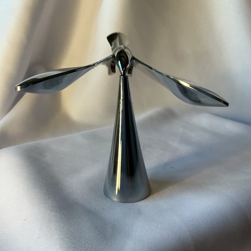 ★ Modern Kinetic Bird Sculpture Silver Metal Balance Desk Art Decor - Thumbnail 4