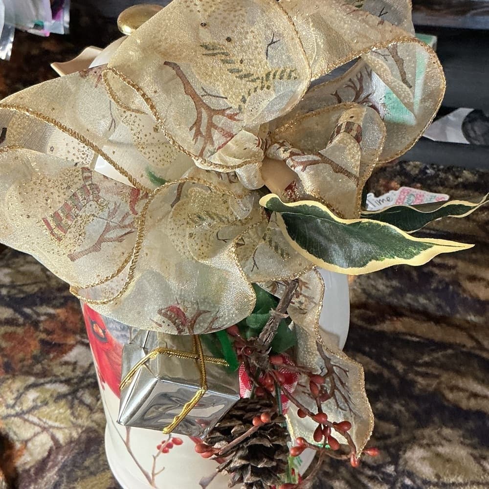 ★ Cardinal Decorative Pitcher Centerpiece Winter Holiday Home Accent - Thumbnail 3
