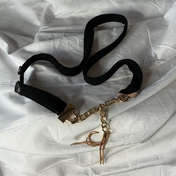 ★ Stretch Waist Belt Gold Chain Accent Adjustable Fashion Belt. 45 Inc - Thumbnail 5
