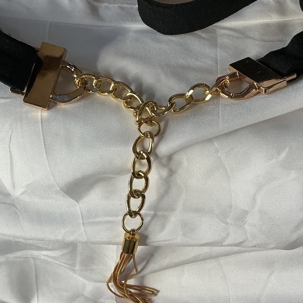 ★ Stretch Waist Belt Gold Chain Accent Adjustable Fashion Belt. 45 Inc