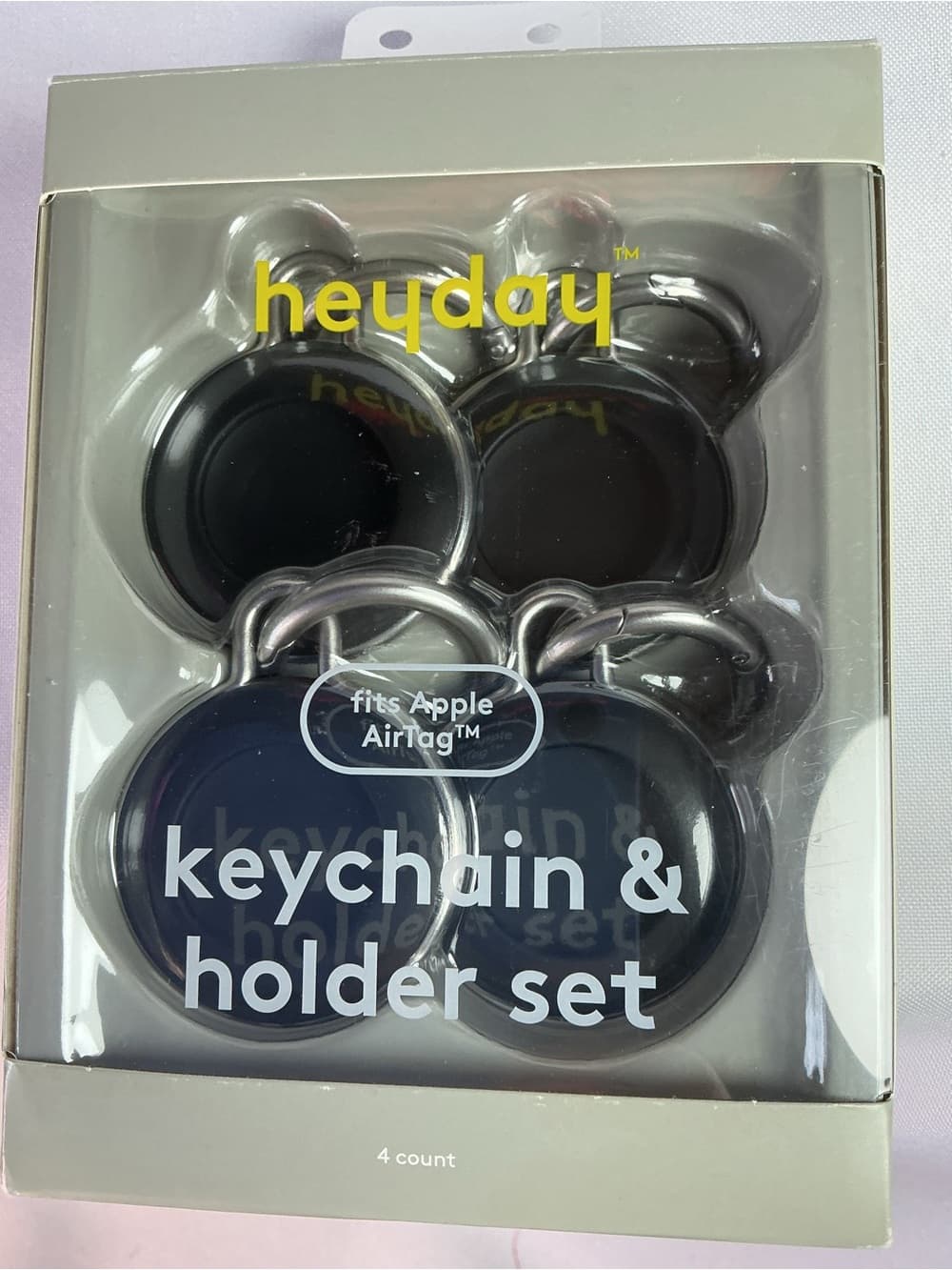 ★ Heyday AirTag Keychain & Holder Set 4-Pack Black NIB
