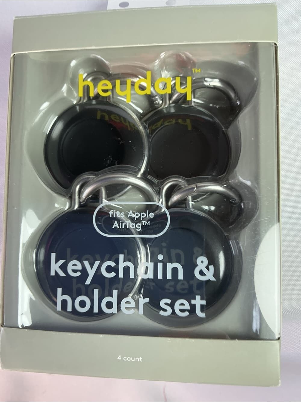 ★ Heyday AirTag Keychain & Holder Set 4-Pack Black NIB - Thumbnail 2