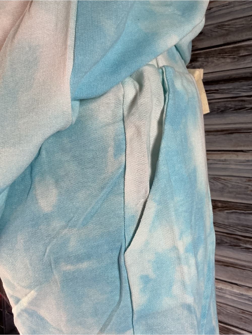 ⭐ BiBi Blue Cream Tie Dye Hoodie Lounge Set Shorts Matching Outfit - Thumbnail 5