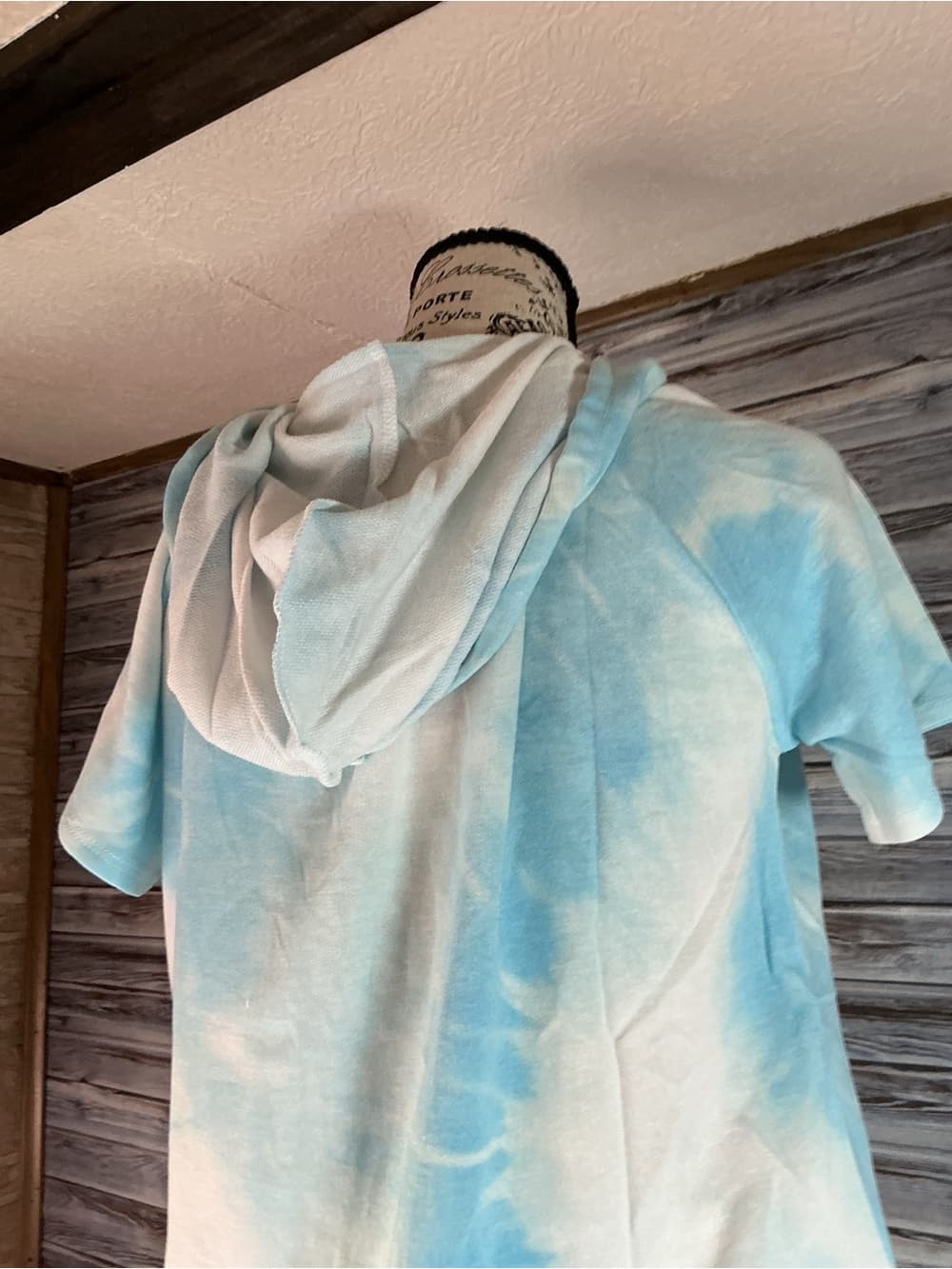 ⭐ BiBi Blue Cream Tie Dye Hoodie Lounge Set Shorts Matching Outfit - Thumbnail 4