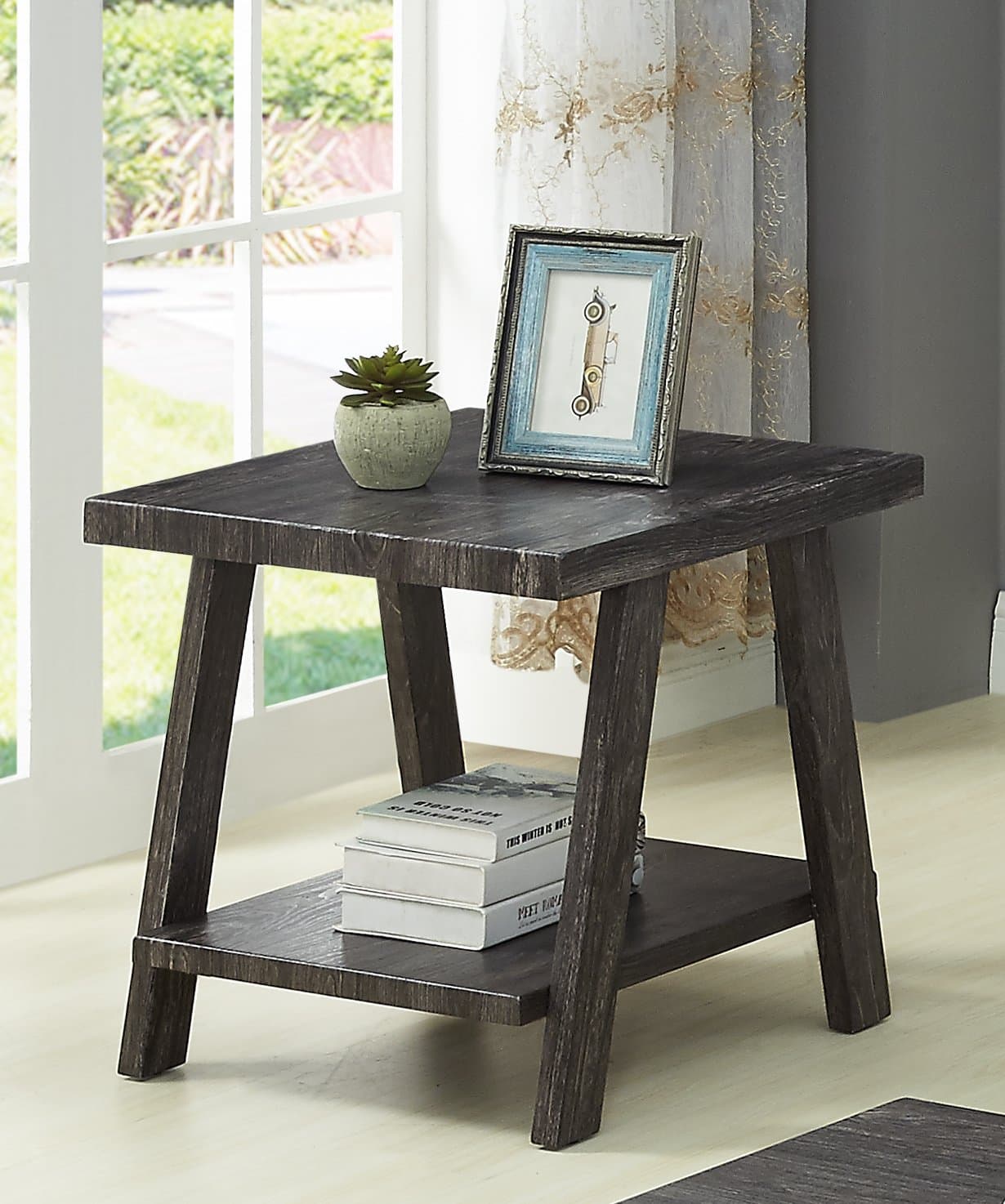 Roundhill Furniture Athens Contemporary Replicated Wood Shelf End Table In - Thumbnail 3