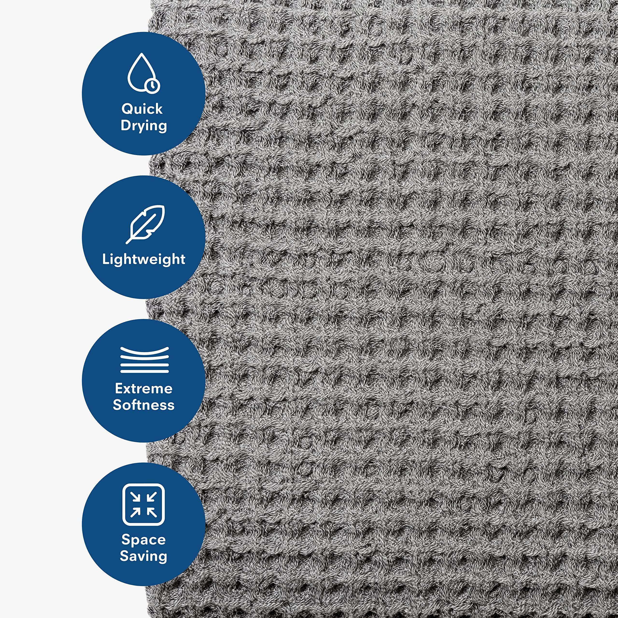 Onsen Supima Waffle Bath Sheet Quick Dry Oversized Bath Towel For Bathroom 100 - Thumbnail 6