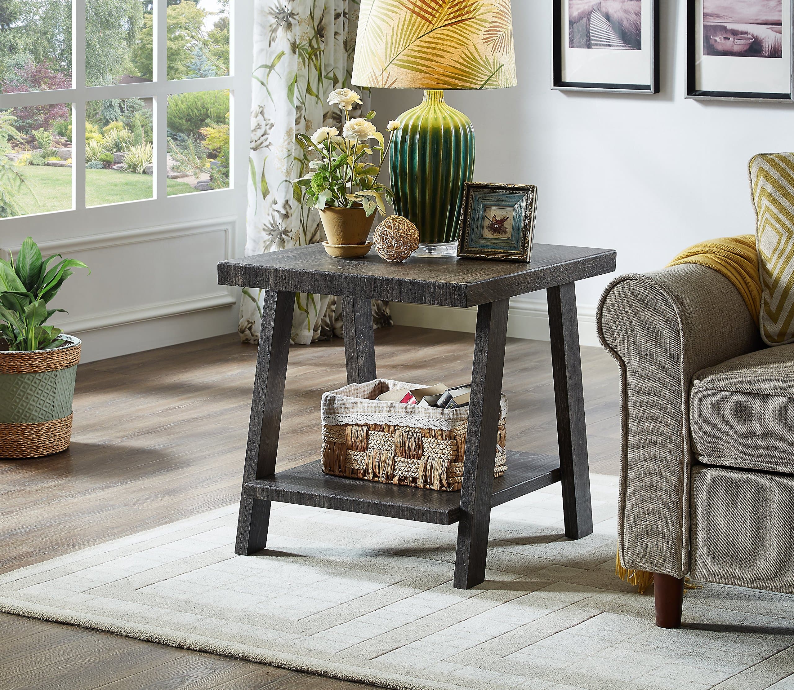Roundhill Furniture Athens Contemporary Replicated Wood Shelf End Table In - Thumbnail 7