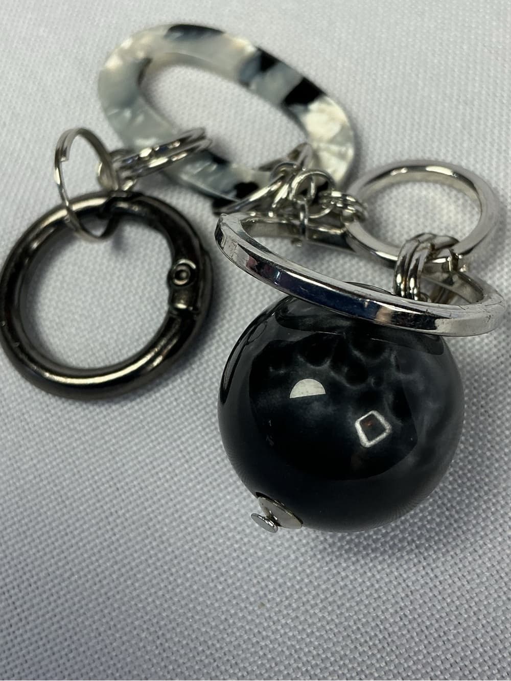 ★Black Marble Acrylic Bubble Charm Keychain Bag Charm Goth Chic - Thumbnail 3