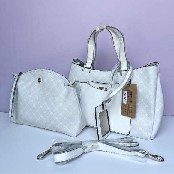 ⭐ Steve Madden White Tote Bag Set 3 Piece Crossbody Pouch NWT - Thumbnail 13