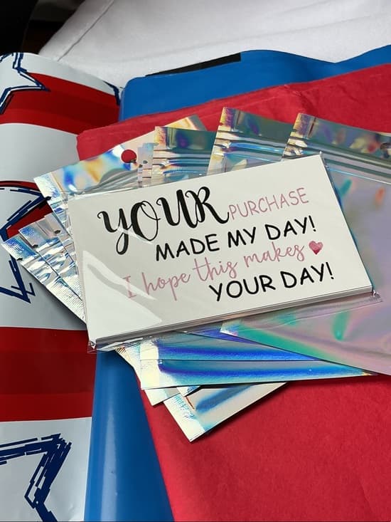 ⭐ Boutique Shipping Bundle Patriotic Poly Mailers Tissue Bags Cards Set - Thumbnail 2