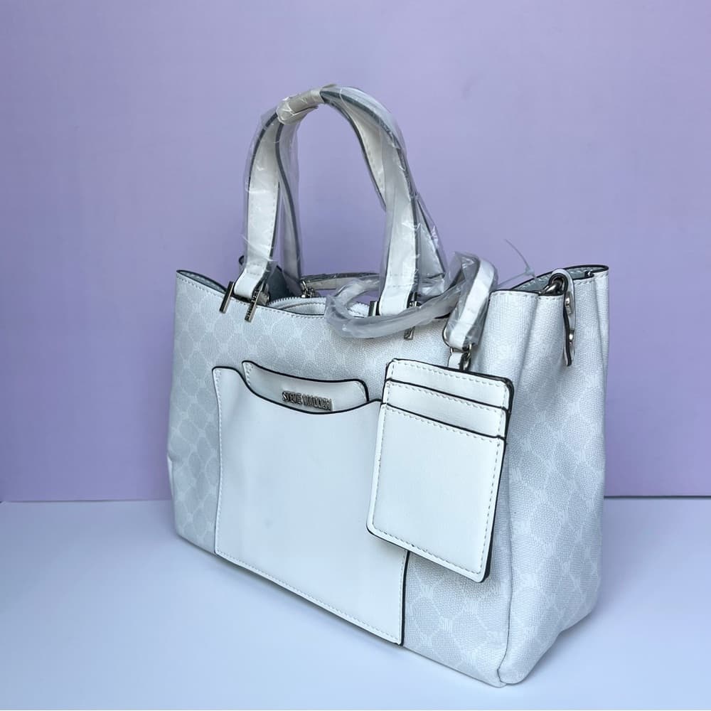 ⭐ Steve Madden White Tote Bag Set 3 Piece Crossbody Pouch NWT - Thumbnail 3
