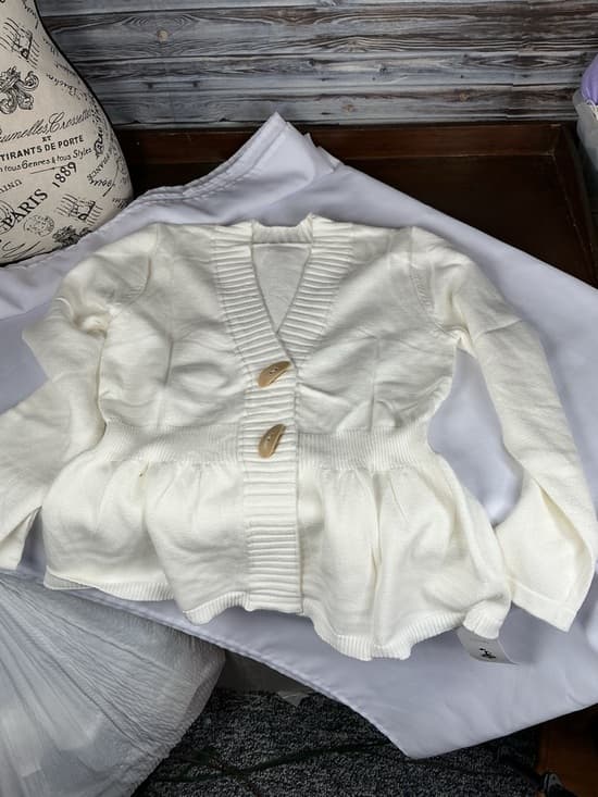 ⭐ NWT Coccko Ivory Peplum Cardigan Fitted Button Front Small XS - Thumbnail 5