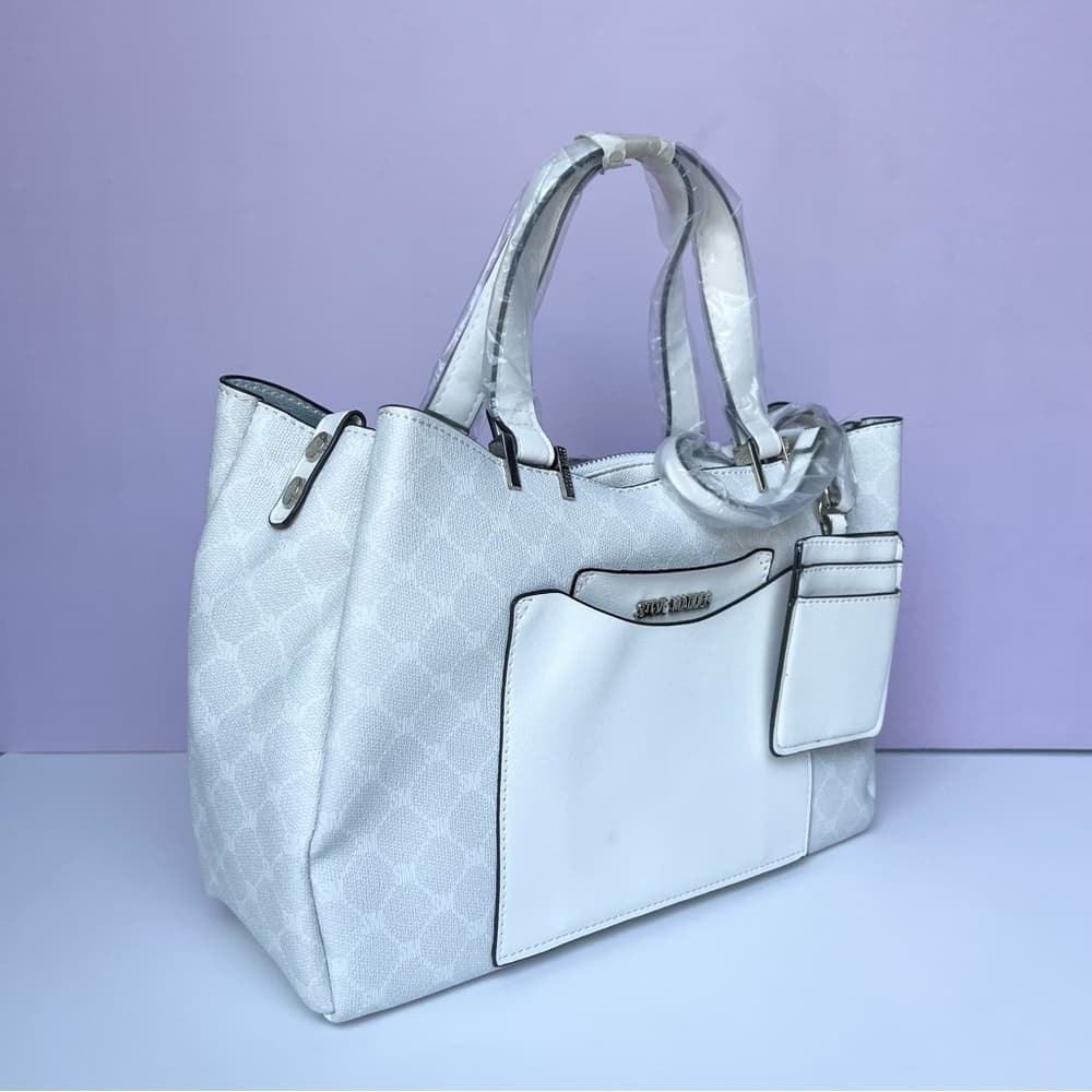 ⭐ Steve Madden White Tote Bag Set 3 Piece Crossbody Pouch NWT - Thumbnail 2