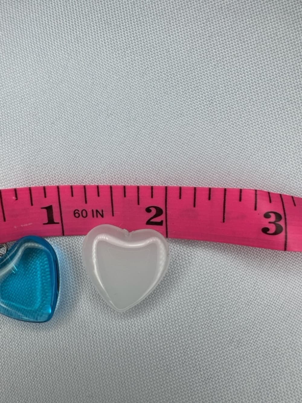 Heart Pendant Pair - Blue & White Resin Hearts - Thumbnail 2