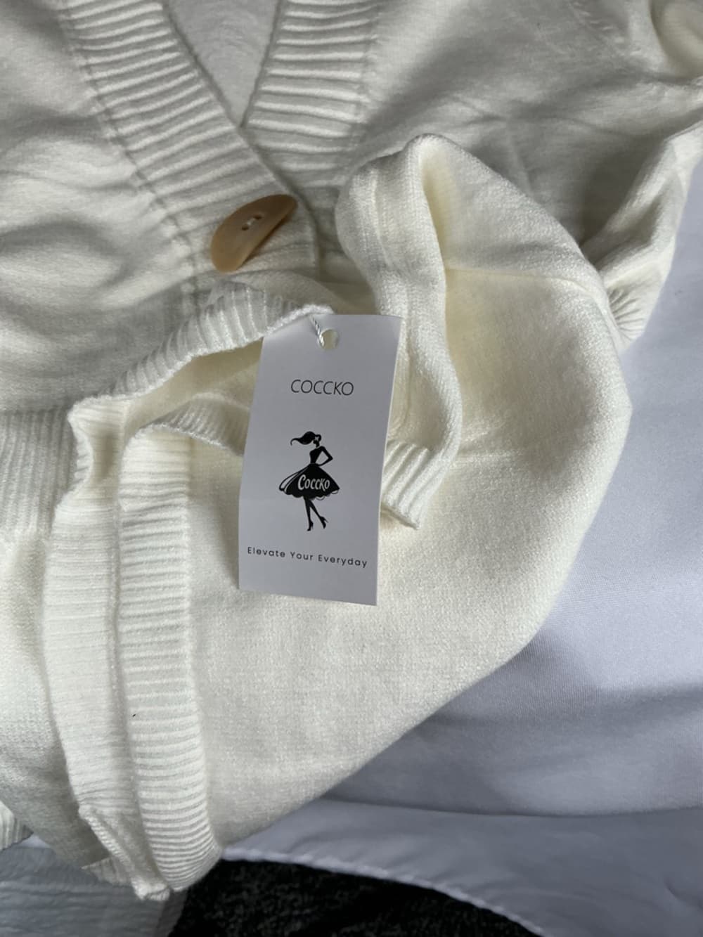 ⭐ NWT Coccko Ivory Peplum Cardigan Fitted Button Front Small XS