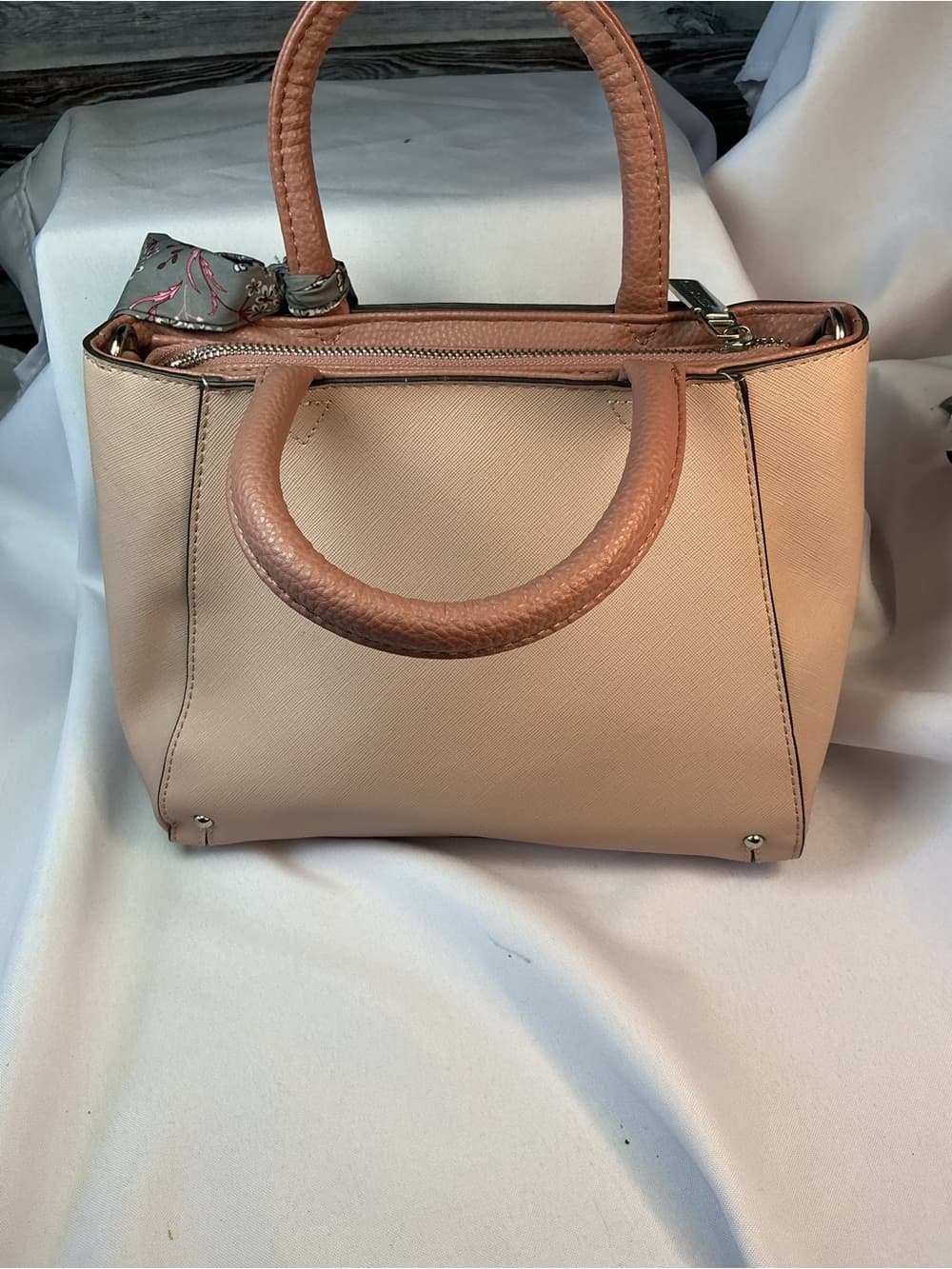 ⭐ Steve Madden Blush Pink Satchel Floral Scarf Accent Handbag NWT - Thumbnail 5