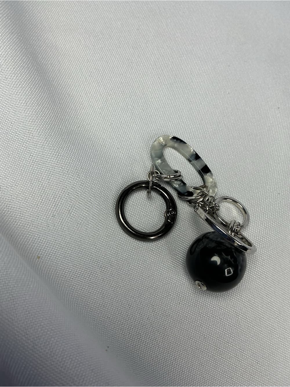 ★Black Marble Acrylic Bubble Charm Keychain Bag Charm Goth Chic - Thumbnail 2