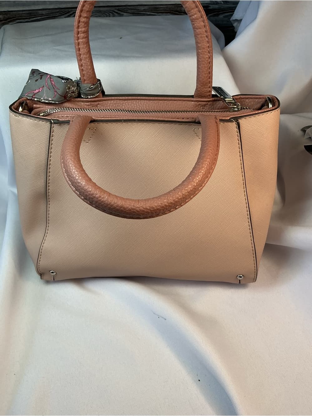 ⭐ Steve Madden Blush Pink Satchel Floral Scarf Accent Handbag NWT - Thumbnail 4
