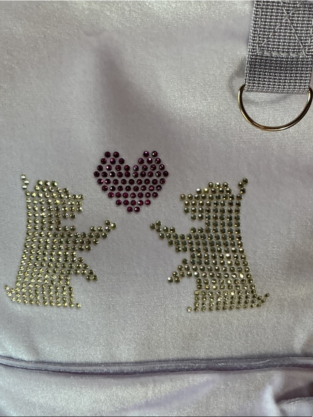 ⭐ Juicy Couture Y2K Pink Velour Backpack Rhinestone Logo Heart Coin Purse - Thumbnail 4