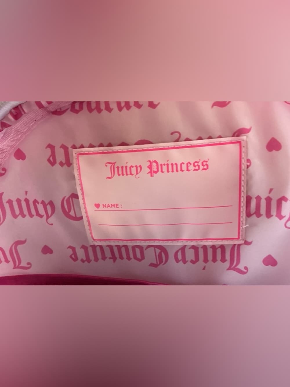 ⭐ Juicy Couture Y2K Pink Velour Backpack Rhinestone Logo Heart Coin Purse - Thumbnail 7